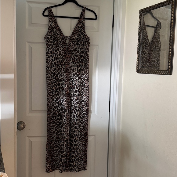 Vintage Silky Leopard Print Vanity Fair Maxi Slip Dress Chemise Slinky Gown - Picture 16 of 16